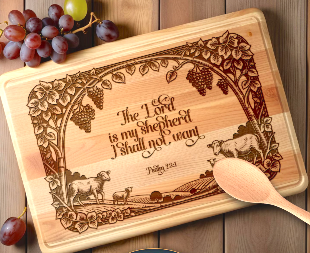 Natural wood Chopping Board featuring Bible verses